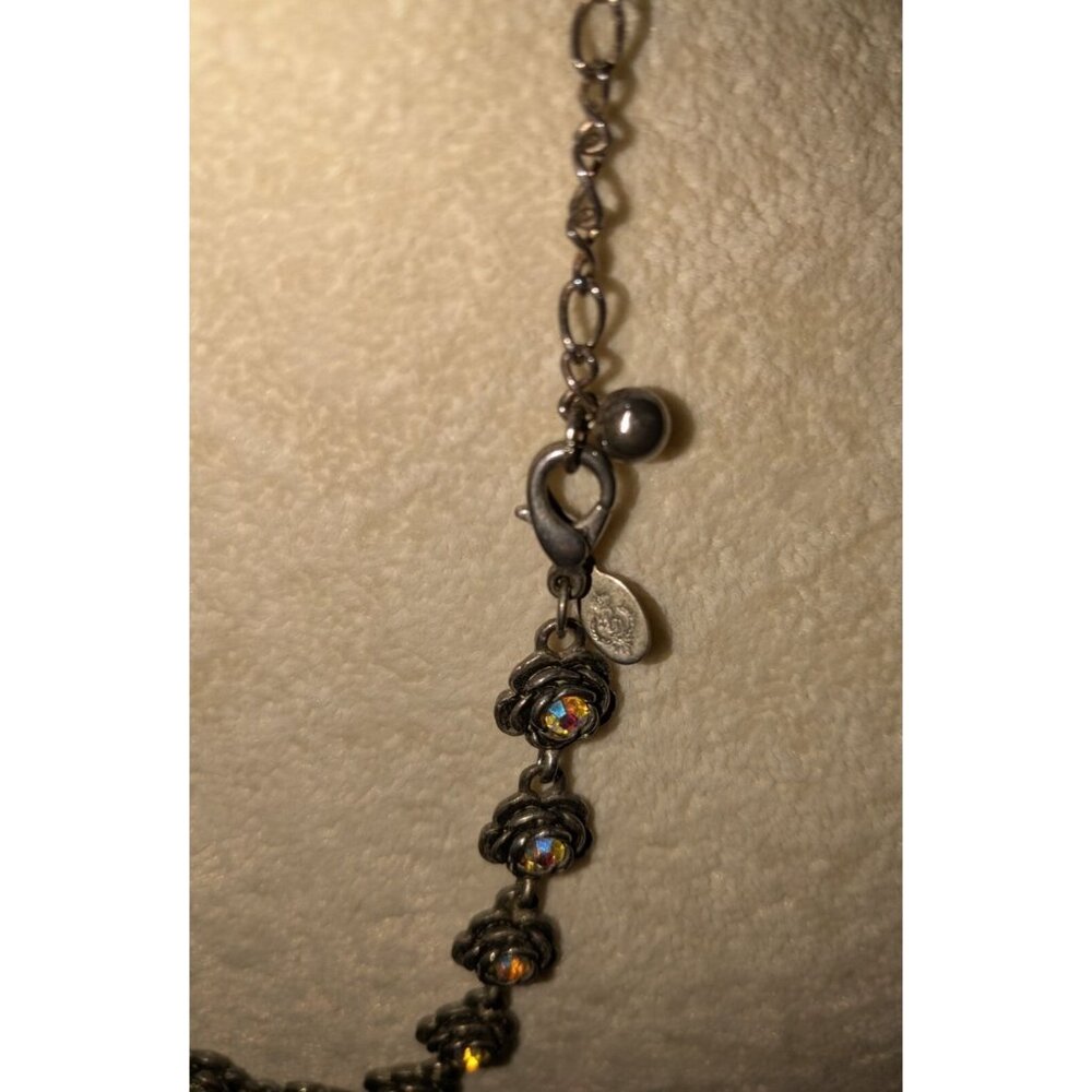 Premier Designs Aurora Borealis Rose Necklace 14-18 Silver Tone Metal Extender - Picture 5 of 11